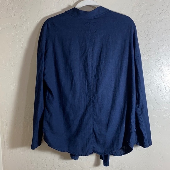 Love tree blue linen blend jacket - Picture 2 of 7